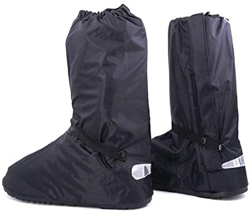 Hilitchi Svarta män vattentät regnstorm regnig dag regndräkt raingear motorcykel utomhus skyddsutrustning regn stövel skoskydd dragkedja US 10 11 Euro 44 45 svart