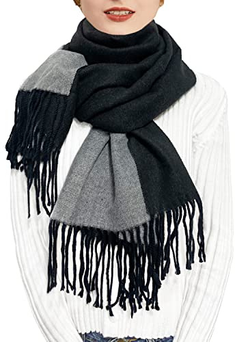 ehsbuy Bufanda de cachemira para mujer, mantones y envolturas de pashmina suaves, reversibles, largas, grandes, cálidas, gruesas, bufandas con borla para bodas, regalos de mujer