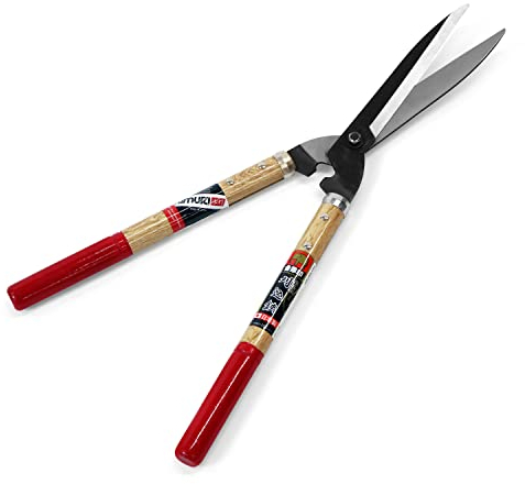 Kimura® Samurai Garden Shears, [Made in Japan], Premium Hedge Shears with Lightweight Japanese Oak Handles, Sharp Japanese SK Hi-Carbon Blades, Shears for Gardening, Topiary, Short Handle - 550mm