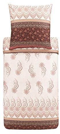 Bassetti Bettwäsche Garnitur Oristano 41 aus Baumwolle Mako-Satin in der Farbe Beige 2-Teilig mit Reißverschluss, Maße: 155cm x 220cm, 80cm x 80cm, 9323446