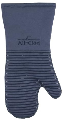 All-Clad Premium Silicone Oven Mitt: Heat Resistant to 500 Degrees - 100% Cotton & Silicone, 14x7 Pot Holder for Kitchen and Barbeque, (1-Pack), Indigo