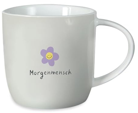Grafik-Werkstatt Kaffeetasse mit Spruch 300 ml Porzellan Tasse Morgenmensch, Weis