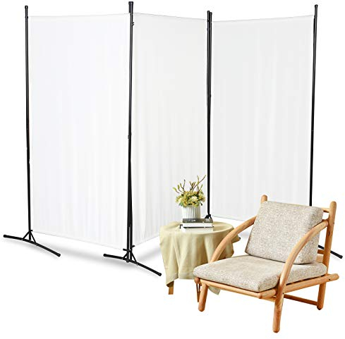 Izrielar Paravent Raumteiler Innen, 260x180cm flexibel verstellbar Stellwand Windschutz, 3 Trennwände, Raumtrenner Wandschirme für Garten, Badmöbel, Büros, Beige
