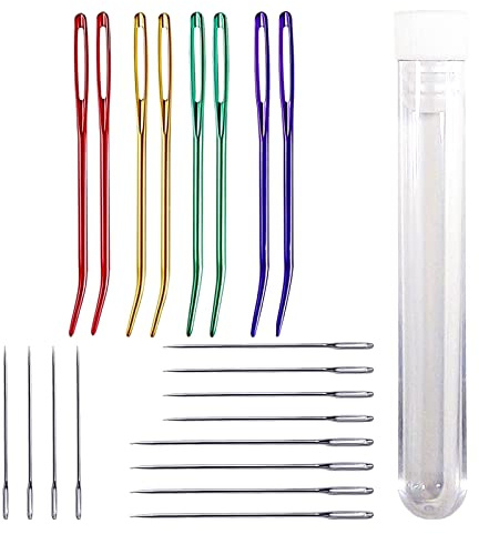 Set de Agujas de Coser de 20 Unidades, 8 Piezas de Agujas de tacho de Color Aluminio para Lana con 12 Grandes Agujas de tacho de Cuerda para Lana, Tejer, Pegar, artesanales, Decoraciones caseras