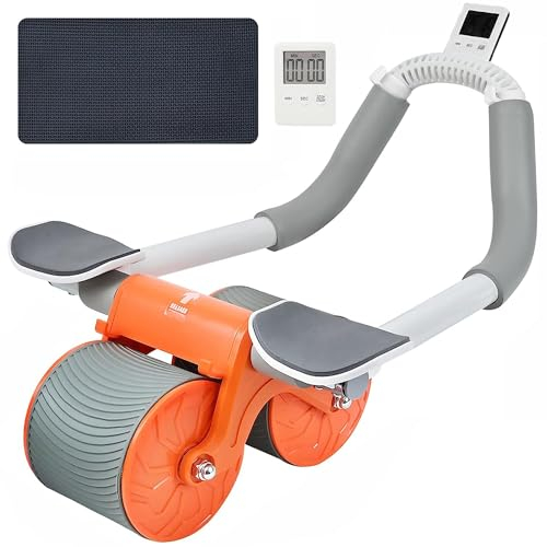 Chihope Automatische Rebound-Bauchroller, ab Roller Bauchtrainer, Bauchmuskeltrainer Rollenrad für Core Trainer für Fitness zu Hause, Neues Rumpfkraft-Trainingsrad bauchrad mit Zeit und Matte