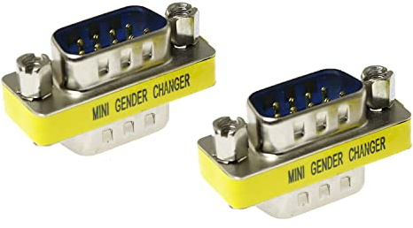 RLECS 2pcs DB9 9Pin RS232 Serial Cable Male to Male Mini Gender Changer Adapter Coupler Connector