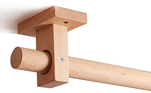 Bastone per tende in Legno Per Finestre, 29mm Diametro Decorativo Aste Per Tende con 2 Staffa Di Supporto E Viti Robusto Singtola Bastone Per Camera Da Letto Cucina Ufficio-B-100CM
