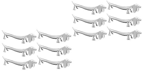 BESTonZON Porte Couteau Teckel 12 Pièces Repose- pour Chiot Dessus De Bureau Support De Table Repose-Couverts Sculpture De Chien Support D'organisation De Table à Manger Japon Alliage De Zinc