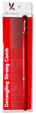 Warren London Detangling Strong Comb for Dogs | 10 inches | Comfort Control Durability and Detail for Small Medium Large Dogs | Ergonomic Dog Cat Grooming Pet Supplies Deshedding Mat Tool