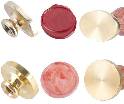 craspire 2 Styles de Sceau de Cire Vierge Ensemble de Tampons de Cire à Cacheter Vintage Tête en Laiton Amovible Manche en Bois Tampon de Cire à Cacheter Ovale Rond sans Gravure Logo pour Invitations
