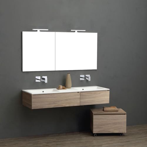 Mobile bagno sospeso 150cm rovere naturale doppio lavabo resina | Valentina