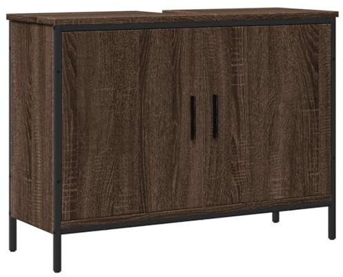 vidaXL Tvättställsskåp brun ek 80x30x60 cm konstruerat trä, tvättställsskåp, vaskskåp, tvättställsunderskåp, badrumsskåp, handfatsskåp