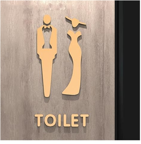 Toilettenschilder Damen Und Herren Schwarz Gold Farbe Toilette Schild Acryl 3D Waschraumtür Wandaufkleber Aufkleber WC Halter Beschilderung Kunst Hotel Home Decor 528 ( Color : 19 , Size : 25x16cm )