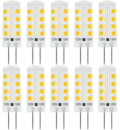 hekmazon G4 120V Led Light Bulb 2w 20w Halogen Equivalent 200lm Warm White 3000K Pack of 10