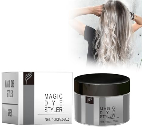 Haarwachs Farbe, Temporäres Haarfarbwachs, Temporäre Haarfarbe Auswaschbar, Haarfarbe Wachs Für Männer Und Frauen, Feuchtigkeitsspendende Haarpflege Und Einfaches Färben (Grau) Hair Coloring Wax