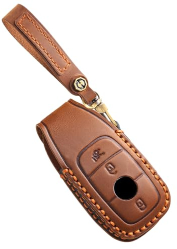 Ysbxitu Schlüssel hülle leder für Mercedes-Benz A Klasse C Klasse G Klasse E Klasse S Klasse W177 W205 W213 Dünne Schlüsselbox für Hosentasche - Schwarz - Langer Schlüsselbund