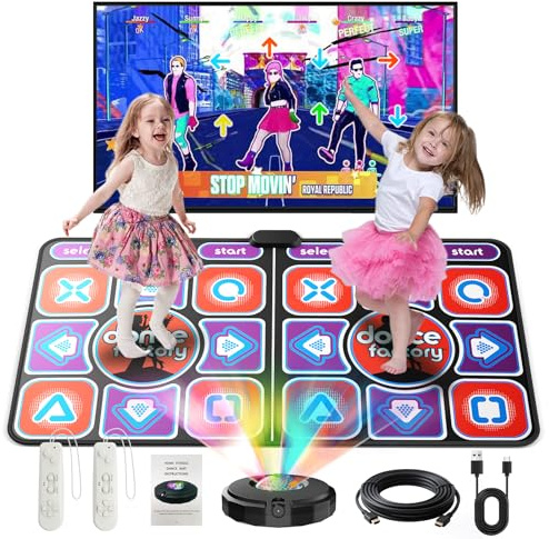Helangel Tappetino da ballo per bambini e adulti, tappetino da ballo interattivo per TV con fotocamera, modelli migliorati, doppio tappeto da ballo musicale resistente e antiscivolo, 166 x 93 cm