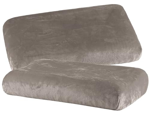BaSaTex Kissenbezug Plüsch, 2er Pack, 40x60 cm - 45x65 cm, Taupe | Cashmere-Touch Spannbezüge für Nackenkissen und Gesundheitskissen, kuschelig weicher Kissenbezug