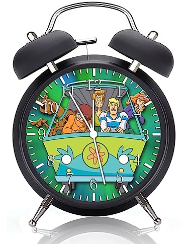 HDecor Twin Bell Scoob Scooby Alarm Desk Clock with Night Light Quite Silent Non-Ticking 4 Inches Metak and Glass Face Great for Decor or Gifts G05