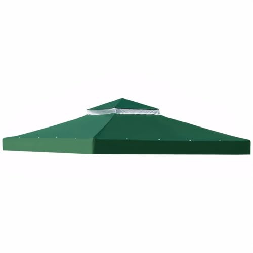 OKYUK Toit de rechange pour pavillon étanche, avec maille respirante, résistant aux UV et stable, double structure de toit, y compris trous d'évacuation, idéal pour les abris de jardin (3 x 3 M Vert)