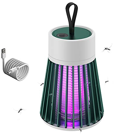 Insektenvernichter Elektrisch, Mückenfalle Mückenlampe Akku Fliegenfalle Elektrisch USB, Elektrischer Insektenlampe Innen/Außen, Insektenfalle Moskito Killer (USB ohne Akku, Grün)
