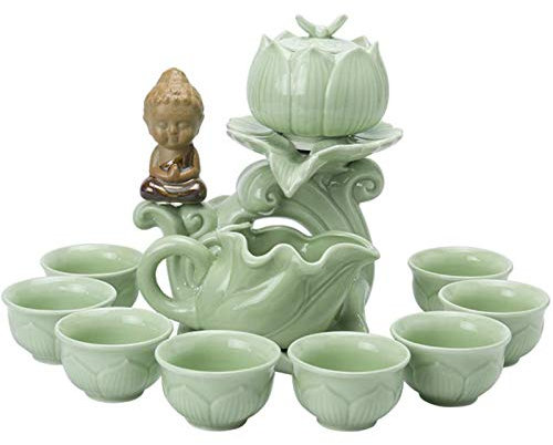 HPTHLY Universal Tea Set Tea Set Household Stone Mill Creative Ceramic Teapot Semi-Automatic Lazy Tea Set Cup Office Full Set Of High-End Tea Set