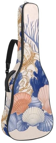 Red Berries and Blue Meadow Gitarrentasche, gepolsterte Tasche für Akustikgitarre, Rucksack mit verstellbaren Schultergurttaschen, Mehrfarbig 04, 42.9x16.9x4.7 in, Lässiger Tagesrucksack