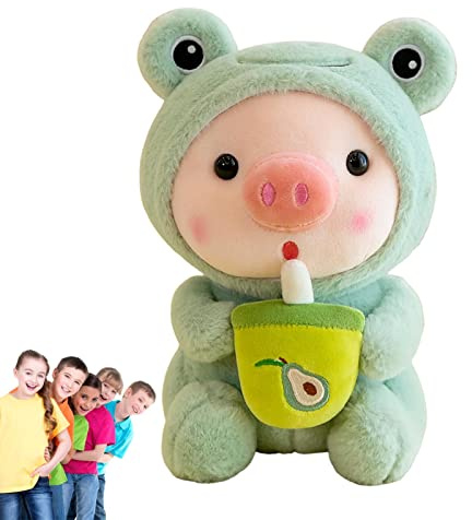 Big | Tier gefüllt mit Schweinsmilch-Tee, Bubble Tea, animiert mit Piggy Plüschtier, leicht, Ansoft Frösche, bequeme Tiger, Kaninchen, Einhörner, Cartoon-Kleidung