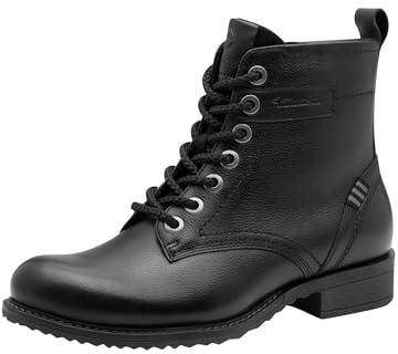 Tamaris Damen Lace Boot Flat 1-25298-45, bottine femme, cuir noir, 39 EU, Cuir noir, 39 EU