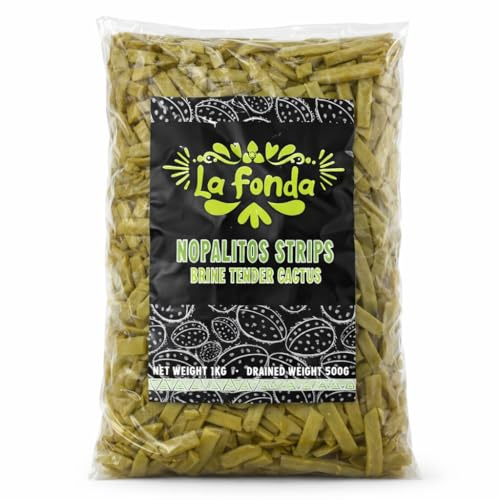 La Fonda Cactus Strips Pouch 1kg / Mexican Food Nopale Leaves Strips in Brine