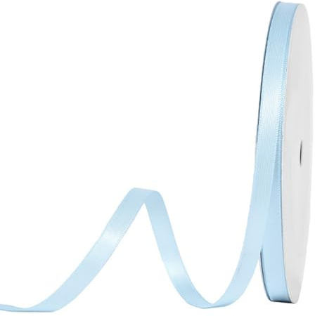 91 m Satinband Hellblau, 6 mm Doppelseitig Schleifenband Geschenkband Dekoband Seidenband Doppelsatinband Satin Ribbon für Hochzeit Geburtstag Party Dekoration, Geschenkverpackung, Basteln