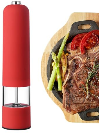 Macinatore di pepe elettrico - Frattura di sale a batteria automatica, grossolanità regolabile | Shaker di spezie in ceramica, funzionamento con una mano, luce a LED, strumento da cucina ricaricabile