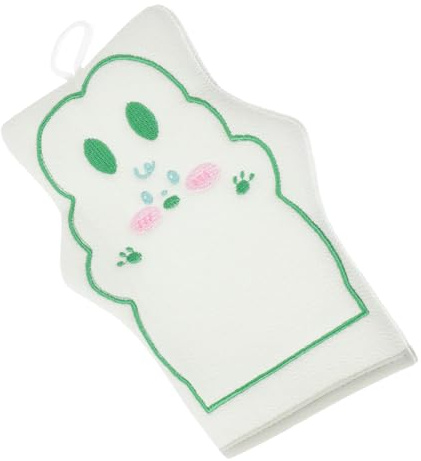 Moufles Exfoliant de Bain, Motif Cartoon, Doux, Vert Clair | Tissu pour Bain à Maison, Mousse Savonneuse, pour Bras et Cou, Usage Familial