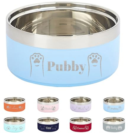 Bol pour Animaux de Compagnie en Acier Inoxydable personnalisé avec Gravure, Grande capacité Double Couche avec Tapis antidérapant, Convient aux Chats et aux Chiens, Cadeau pour Anima