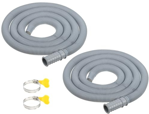 PATIKIL 4.9Ft Air Conditioner Drain Kit, 2 Set Universal AC Drain Hose Connector Hose with Clamp & Rubber Adapter for Mini-Split Window Portable AC Unit Dehumidifier Faucet, Gray