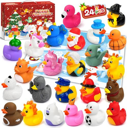 Adventskalender Enten 2026 Baby Überraschung 24 Stück Enten Badeenten Adventskalender für Kleinkinder Jungen und Mädchen 1-3 Jahren Weihnachtsgeschenke