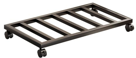 Soporte rectangular grande de metal para macetas con ruedas bloqueables, carrito de flores rodantes, patas móviles para una fácil movilidad (B50 x 24 cm)