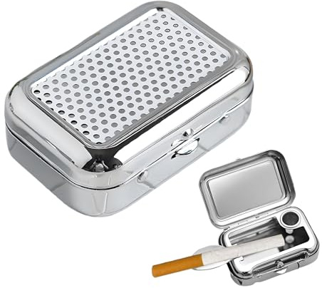 Taschenaschenbecher Geruchsdicht Aus Edelstahl,Mini Mobiler Aschenbecher Für Draußen,Reiseaschenbecher,Quadratischer Metall-Aschenbecher,Fur Camping, Rauchen Im Innen-Oder Außenbereich (6x4x2cm)