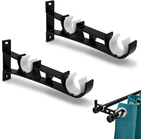 wilcractk Lot de 2 Supports de Tringle à Rideau, Fixation de Tringle à Rideau, Support de Plafond pour Tringle à Rideau, pour Rideaux, Barre de Douche, Barre à Vêtements dans la Chambre, Le Salon