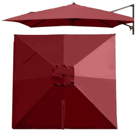 SMELEDFCFK 2.5×2.5m 3×3 Housse De Rechange pour Parasol Déporté Toile De Rechange pour Parasol Carré Dessus De Parapluie De Rechange 8 Baleines Anti-UV/Étanche(Burgundy,250x250cm(8'x8'))