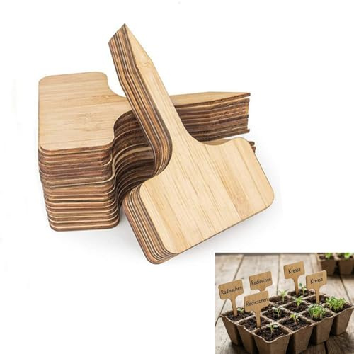 Gefaps Étiquettes jardin bambou 40 pièces 6x10 cm | Marqueurs pour plantes, semis, herbes et plantes en pot. Pour un potager bien organisé au quotidien.