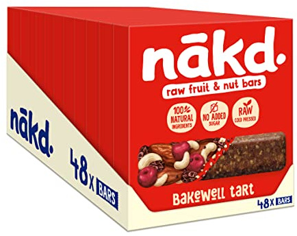 Nakd Bakewell Tart Natural Fruit & Nut Bars - Vegan - Healthy Snack - Gluten Free, 35 g (Multipack case 48 Bars)