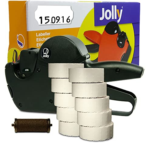 Preisauszeichner Set Jolly C6 inkl. 10 Rollen 26x12 Preisetiketten - weiss permanent + 1 Farbrolle | Auszeichner Jolly | HUTNER