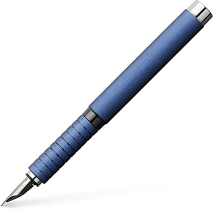 FABER-CASTELL - Füller Essentio Aluminium Blau, Feder B | Füllfederhalter mit ergonomischer Griffzone aus Aluminium und hochwertiger Edelstahlfeder