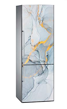 Adesivi in vinile per frigorifero blu e oro | 185 x 60 cm | adesivo resistente | adesivo decorativo dal design elegante