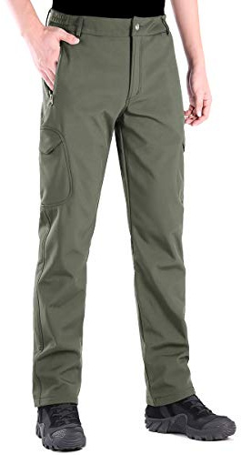 Free Soldier Pantaloni da Lavoro Uomo Pantaloni Sci Termici Pantaloni Trekking Impermeabile Invernali Pantaloni da Caccia Militari Tattici Pantaloni da Neve Softshell Foderati in Pile(Verde,52)
