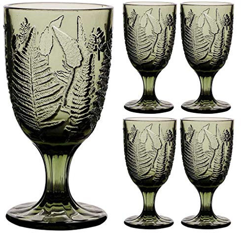 Dibor Set of 4 Wine Glasses Green Dishwasher Safe 300ml Goblets Alfresco Dining Glassware