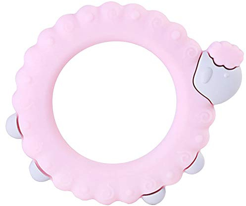 PREMYO Beißring für Babys Kühlend - Zahnungshilfe aus Silikon BPA Frei Weich - Lindert Schmerzen beim Zahnen - Schaf Rosa