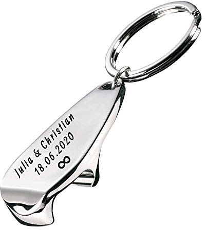 Juwelier Schönschmied - Unisex Schlüsselanhänger als Flaschenöffner mit Gravur Herren Schlüsselanhänger Flaschenöffner mit Gravur aus Edelstahl inkl. Gravur SA43 - OPENEND