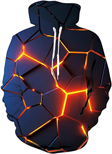 OLIPHEE Mens Hoodies Full 3D Printed Graphic Sweatshirt Athletic Breathable Fashion Pullover with Pockets